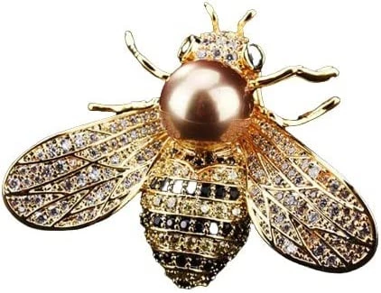بروش بتصميم ذهبي على شكل نحلة صغيرة للنساء، بروش مرصع بحجر الراين الكريستالي، هدايا مجوهرات للفتيات, 3.9cm*1.9cm/1.54in*0.75in(Approx.), معدن, بيريل - B0BZWP9QKZ-بروش
