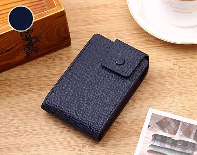 MySouq-Store (Blue) (1Pc) Men Credit Card Holder Leather Purse for Cards Case Wallet for Credit ID Bank Card Holder Women Cardholder and Coins - B0C6HBD8PD