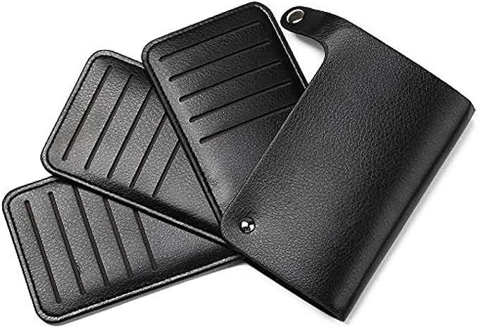 My Souq-Store Black Leather Wallet - 30 Card Holders and ID Holders, Black, Classic-B0CBBJM9C9