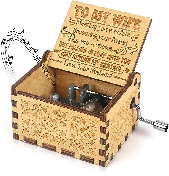 Husband To Wife Music Box U R My Sunshine Tune Wood Laser Engraved Unique Handmade Singing Music Boxes for Wife Friend Love from Husband Valentine's Day - Wedding Day - Anniversary - B08CK3ZGW6