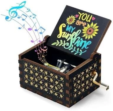 Black Music Box From My Souq-Store You Are My Sunshine Design Hand Crank Music Box-B0CG3V9N86