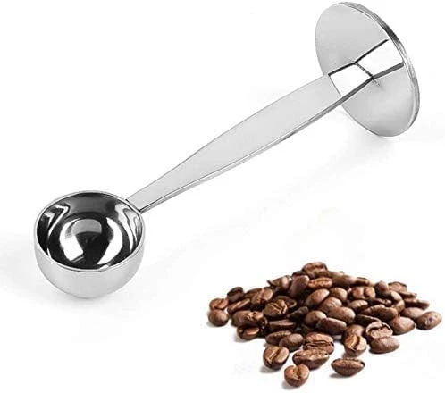 My Souq Store Coffee Bean and Espresso Press Tool [1 Piece] Ramanl Stainless Steel Coffee and Tea Measuring Holder, Coffee and Tea Measuring Tool (1 Piece, Silver)-B0CJGXZH5X