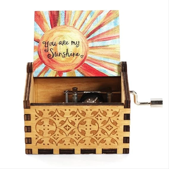 Lisont Music Box, Underground Cartoon Hand Twisted Vintage Wooden Music Box, You are my sunshine Valentine's Day Gift-B0975DBWM5