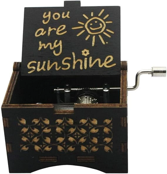 First Shop You Are My Sunshine Laser Engraved Wooden Music Box, Classic Wooden Music Box with Sunshine Hand Lever, Birthday, Christmas, Valentine's Day Gift-B0927K4JLT