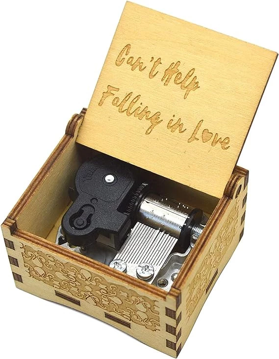 Miktunsi Music Box, Cant help falling in love music, Clock Engine, Antique Carving Wooden Design-B08TR3V58V