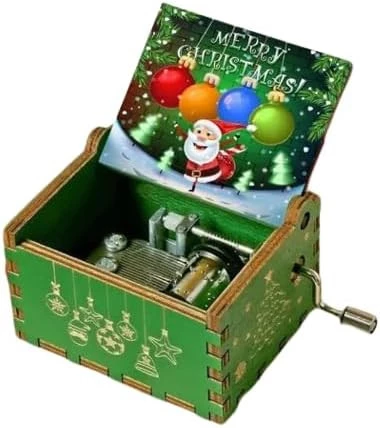 My Souq Store Brown Music Box [1PC] Jingle Belle Song Style Collectible Wooden Music Box (Merry Christmas Colorful Edition) (C)-B0CKBZ95C9