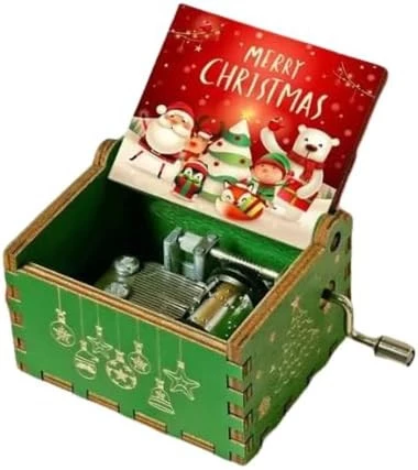 My Souq Store Brown Music Box [1 Piece] Jingle Bell Style Collectible Wooden Music Box (Colorful Christmas Edition) (D)-B0CKF9WKYC