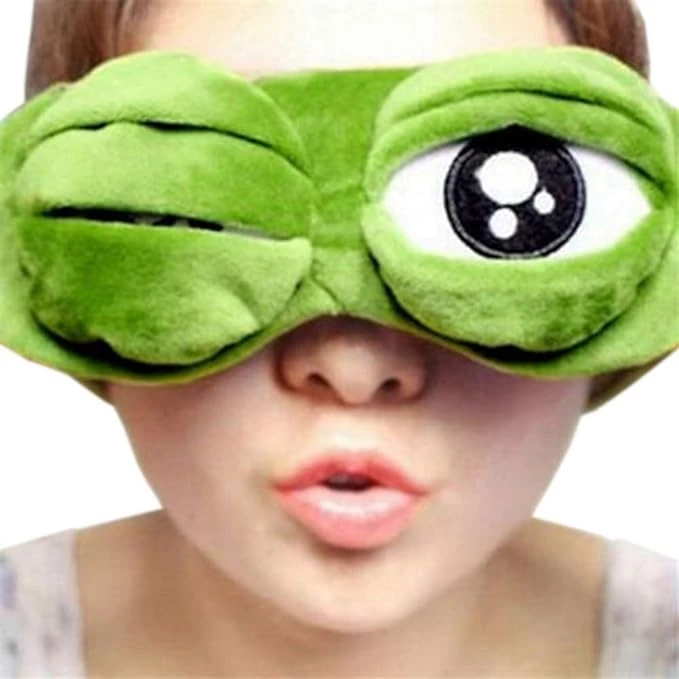 غطاء عيون ناعم من القطيفة بتصميم كرتوني بنمط عيون ضفدع ثلاثية الأبعاد من ماي سوق ستور، لون أخضر-