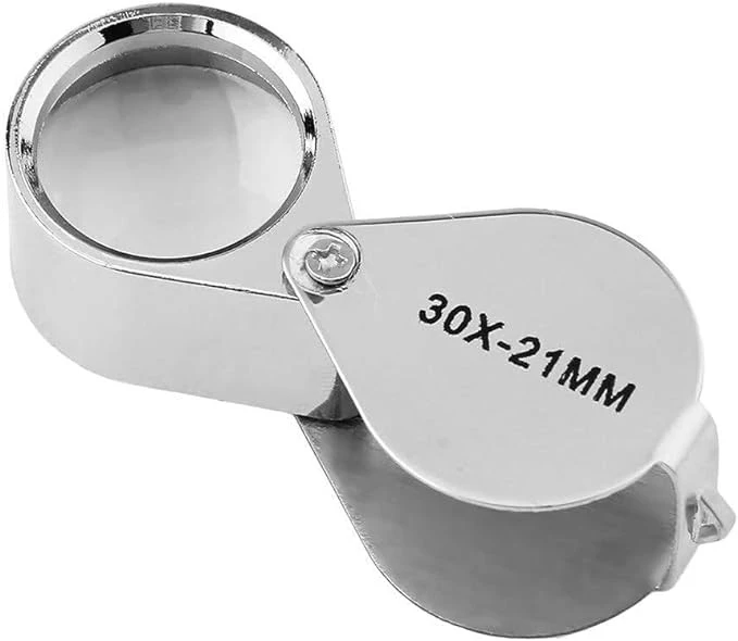 XYS QWZ Small 10X Magnifying Glass Triple Lens Magnifying Glass for Jewelry Inspection Reading Tool for Seniors and Retail Cases, 30x21mm, (Color: White)-coin-B095Y3FL1T