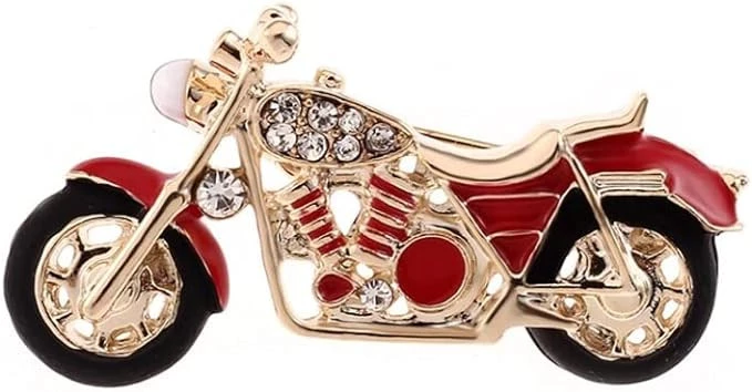 أزياء دراجة نارية بروش ذهبي اللون الأحمر المينا دبابيس بنات أطفال هدايا مجوهرات البدلة طوق سترة الملحقات دبابيس-بروشB0B1PT51NT