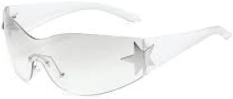 نظارة شمسية من ماي سوق ستور [1 قطعة] [ابيض] نظارة شمسية بانك، نظارة شمسية جديدة واي 2 كيه بدون اطار نظارات شمس 2000 UV400 للنساء بتصميم خمس نجوم (-B0CN5XZ7MZ