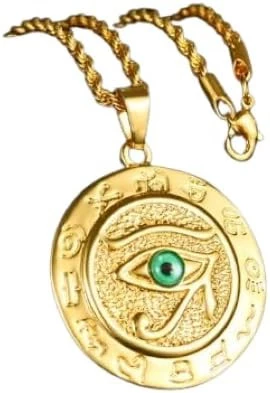 My Souq Store Men's Eye of Horus Rune Round Pendant Necklace [1PC] Medium Metal Pendant Necklace Amulet Jewelry Accessories-B0CQWBR9GV