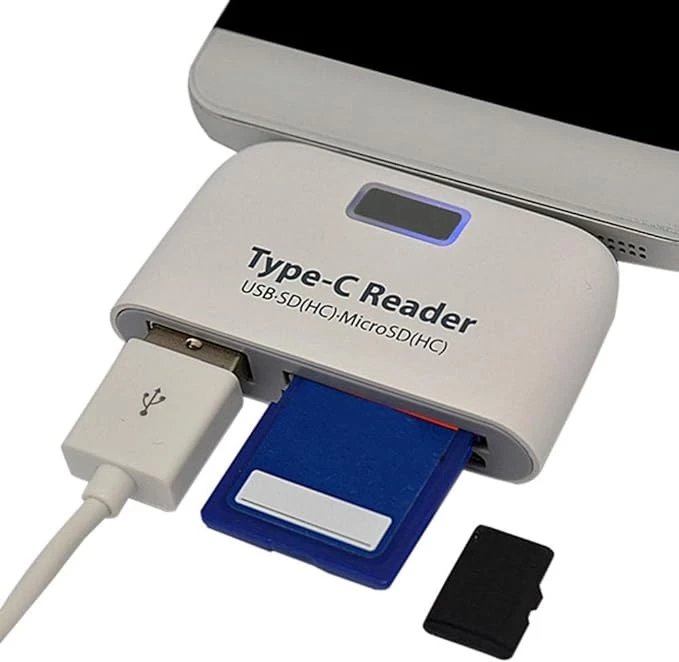 ماي سوق ستور - (ابيض - قطعة واحدة) محول موزع عالمي من النوع C الى USB 3.0 OTG قارئ بطاقة ذاكرة SD/TF Micro SD-B0CRBBZ3WT