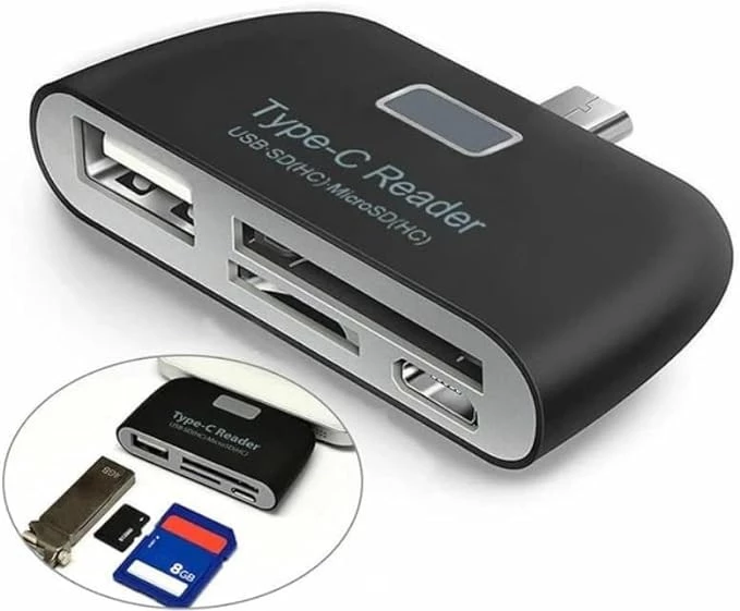 My Souq Store - (White - 1 Piece) Universal Hub Adapter Type C to USB 3.0 OTG Memory Card Reader SD/TF Micro SD-B0CRBBZ3WT
