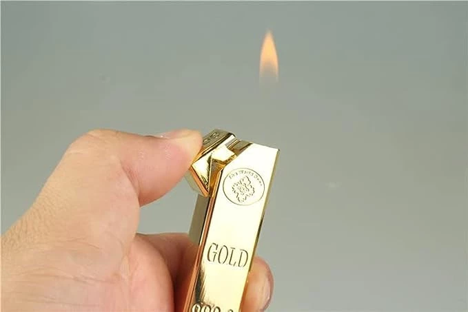 قطعة واحدة من ماي سوق-ستور - تطابق جديد على شكل قضيب ذهبي معدني مقاوم للماء 10000 مرة مطابقة ولاعة ذهبية (A)-B0CTYS3CSS