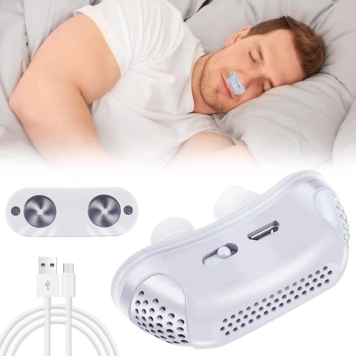 My Souq Store 3 in 1 Anti Snoring Device (Random Color) with Mini Fan, Anti Snoring Device, Variable Electric Solution to Stop Snoring, Mini Sleep Aid for Clogged Nostrils - B0CSKSFWHQ