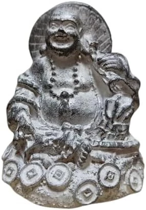قطعة واحدة من ماي سوق ستور - تمثال بوذا صيني يضحك بلون ذهبي، تمثال فينغ شوي للمال مايتريا بوذا لتزيين المنزل والحديقة (ابيض)-B0CVGMXPL5