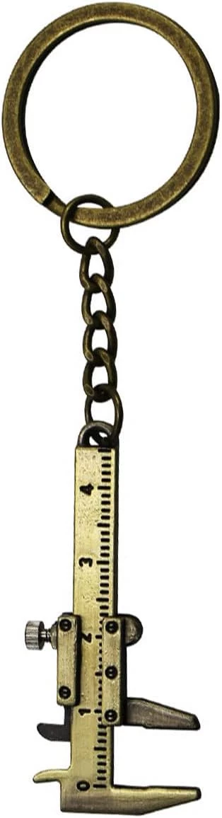 سلسلة مفاتيح صغيرة من خليط الزنك المعدني من اف فانج بوكس، سلسلة مفاتيح صغيرة لقياس الطول والعمق والقطر الداخلي والخارجي، برونزي-B0C4JXGSHF