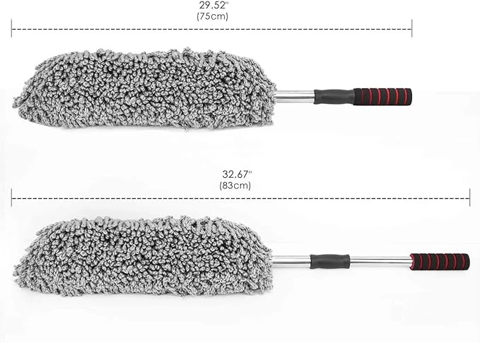 منفضة غبار فائقة النعومة مايكروفايبر من ابسلون مع مقبض قابل للتمدد، فرشاة إزالة الغبار الخارجي لنوافذ السيارة، أدوات ملحقات السيارة (رمادي)