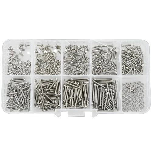 MySouq-Stock Small Screws Stainless Steel Glasses Watch Screw Nuts Set Phillips Cross Round Head Motherboard PCB Bolts Kit 500Pcs (M1.6 500Pcs)