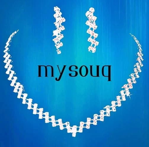 MySouq-Store [One Set] Fashion Crystal Bride Jewelry Set Rhinestone Silver-plated Wedding Dress Banquet Necklace Earring Set Ladies Gift (02)