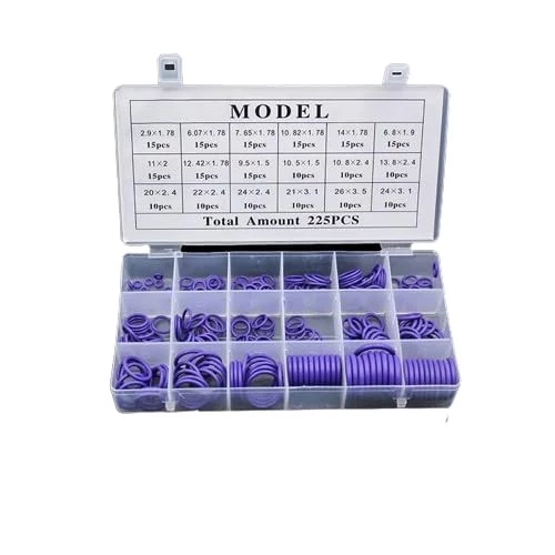 MySouq-Store 225Pcs 18Sizes Rubber Rings Purple NBR O Ring Seal Nitrile Oring Washer Sealing O-Rings Assortment Kit O-Ring Set Gasket Box