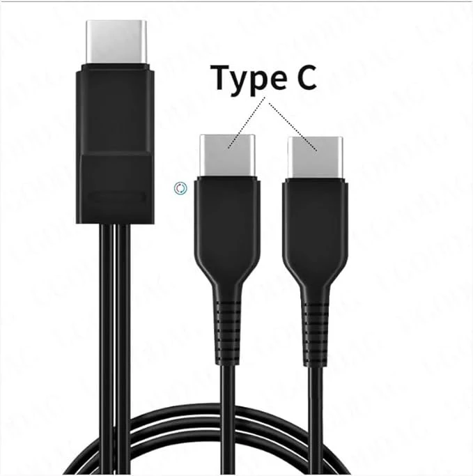MySouq-Store [1Pcs-25Cm-Type C-Type C, 25cm-Type C Male ] 2 in 1 USB Type C Cable Splitter to Micro Type-C Mobile Phone Charging Cable