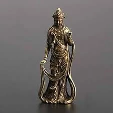 MySouq-Store 1PC- Figurine Small Brass Statue Golden Brass Craft Miniatures Sculpture Antique Bronze Large Belly Laughing Maitreya Buddha Statue Desk Copper Ornament Crafts Brass (N9)