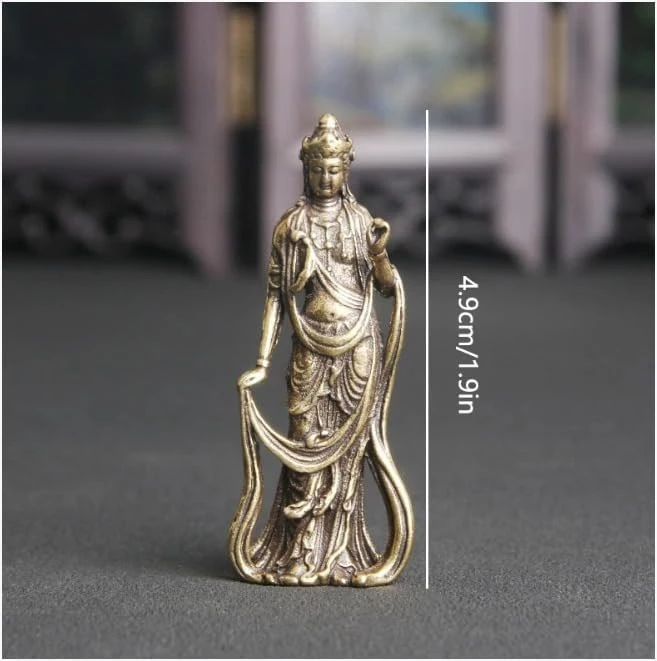 MySouq-Store 1PC- Figurine Small Brass Statue Golden Brass Craft Miniatures Sculpture Antique Bronze Large Belly Laughing Maitreya Buddha Statue Desk Copper Ornament Crafts Brass (N9)