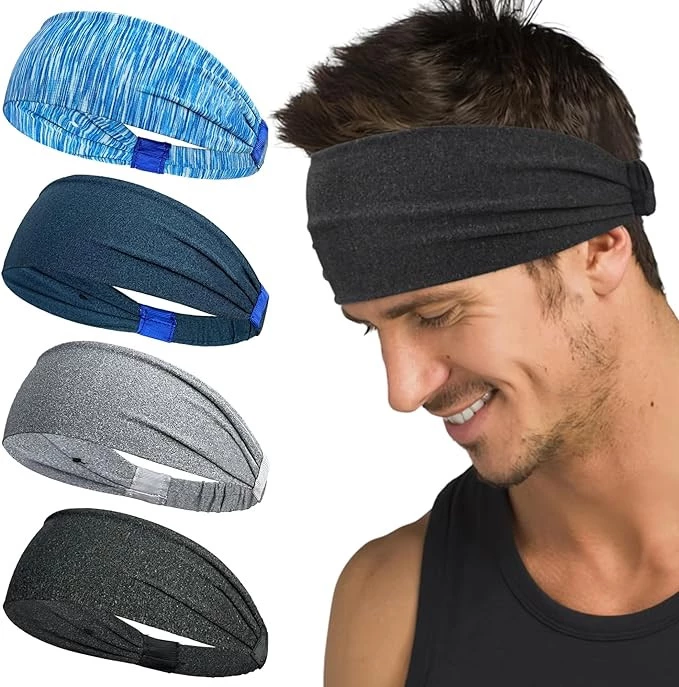 MySouq-Store 1PCs Sport Headbands Sweatband Elastic Yoga Running Hair Band Sweat Bandage Workout Tennis Fitness Jog Basketball Headscarf Men Women(black)