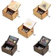 MySouq-Store صندوق موسيقى قطعة واحدة باللون الأسود بالإضافة إلى صندوق الموسيقى الذي يُشغل يدويًا (S02)