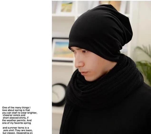 MySouq-Store 1 قطعة قبعة شتوية جديدة للرجال والنساء ذات جودة عالية بلون هيب هوب مترهل للجنسين قبعة شتوية قبعة صغيرة (أسود)