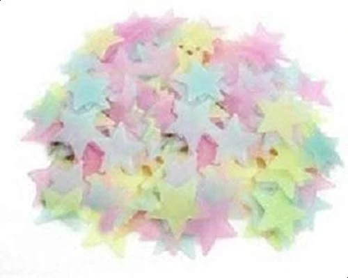 100pcs Fluorescent Wall Stickers Decal Glow Luminous Stars - Multicolor