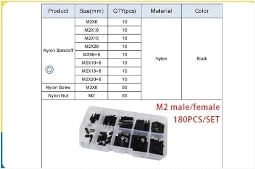 مجموعة فواصل سداسية من النايلون M2 M2.5 M3 M4 من ماي سوق-ستور، أسود وأبيض، مجموعة متنوعة من مسامير التباعد البلاستيكية للوحة الدائرة الكهربائية والمذربورد (M2.5 أنثى أسود)