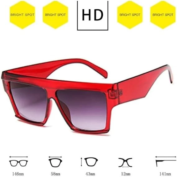 نظارات شمسية مربعة متدرجة كبيرة الحجم للنساء من ماي سوق ستور [قطعة واحدة] [احمر نبيذي] نظارات شمسية للنساء في الهواء الطلق نظارات شمسية للرجال واقية من الاشعة فوق البنفسجية 400