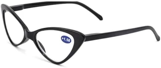 نظارات قراءة بتصميم عين القطة للنساء من ماي سوق-ستور، نظارات كمبيوتر مكبرة مضادة للضوء الأزرق، عدسات شفافة باطار اسود بنقشة جلد الفهد بالإضافة إلى نظارات للقراءة-B0D8CV1WRS