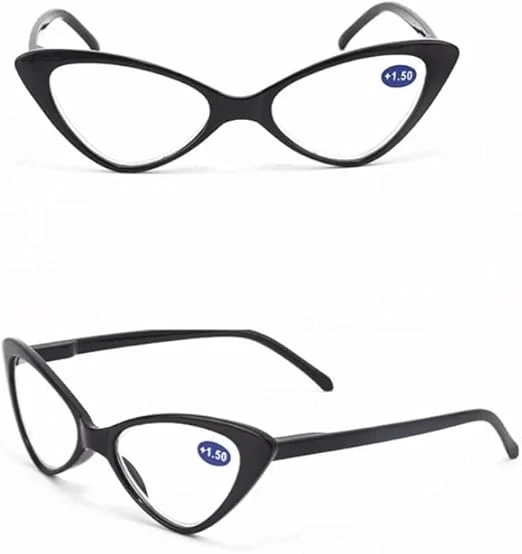نظارات قراءة بتصميم عين القطة للنساء من ماي سوق-ستور، نظارات كمبيوتر مكبرة مضادة للضوء الأزرق، عدسات شفافة باطار اسود بنقشة جلد الفهد بالإضافة إلى نظارات للقراءة-B0D8CV1WRS