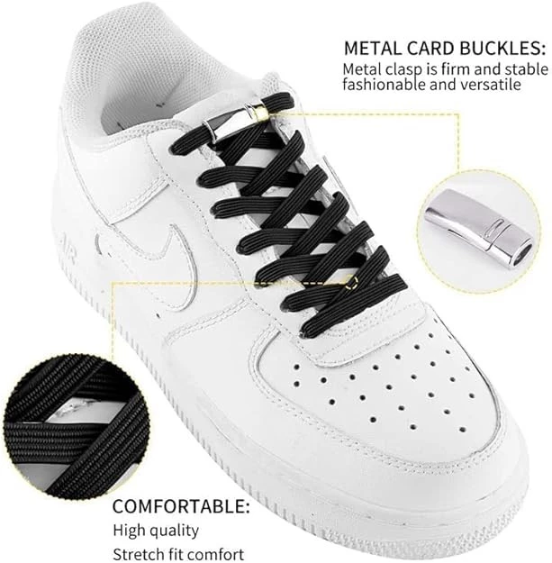 أربطة حذاء معدنية بقفل مغناطيسي مرن بدون ربط، أربطة مسطحة، للأطفال والبالغين والمراهقين (زوج واحد) من ذا باك-B0B3V2TLZN