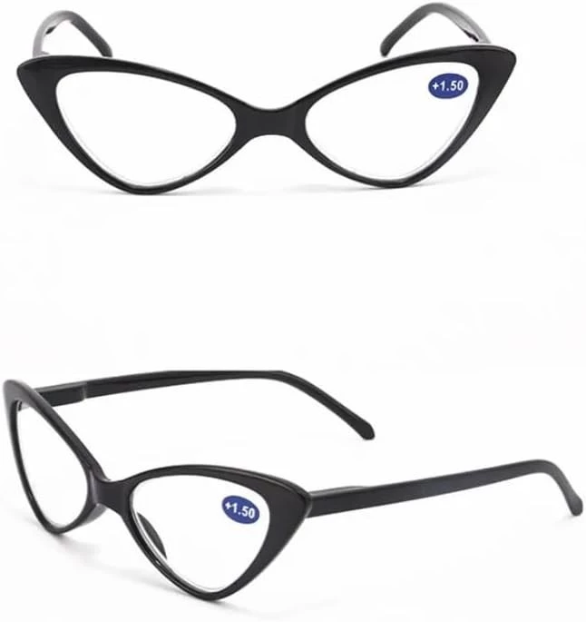 نظارات للقراءة بتصميم عين القطة للنساء من ماي سوق ستور، نظارات مكبرة مكبرة مضادة لضوء الكمبيوتر الأزرق، عدسات شفافة بإطار أسود بنقشة جلد فهد-B0D8C6KZ8P