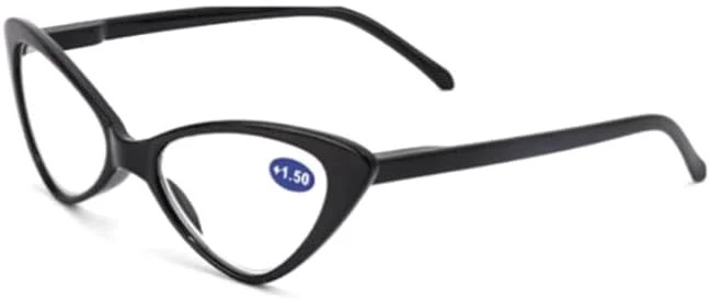 نظارات للقراءة بتصميم عين القطة للنساء من ماي سوق ستور، نظارات مكبرة مكبرة مضادة لضوء الكمبيوتر الأزرق، عدسات شفافة بإطار أسود بنقشة جلد فهد-B0D8C6KZ8P