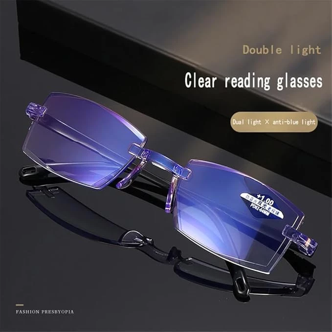 MySouq-Store Diamond-cut Bifocal Progressive Reading Glasses Men Women Anti Blue Light Reading Eyewear Ultralight Rimless Eyeglasses (+2.50)-B0D9ZLBD8R