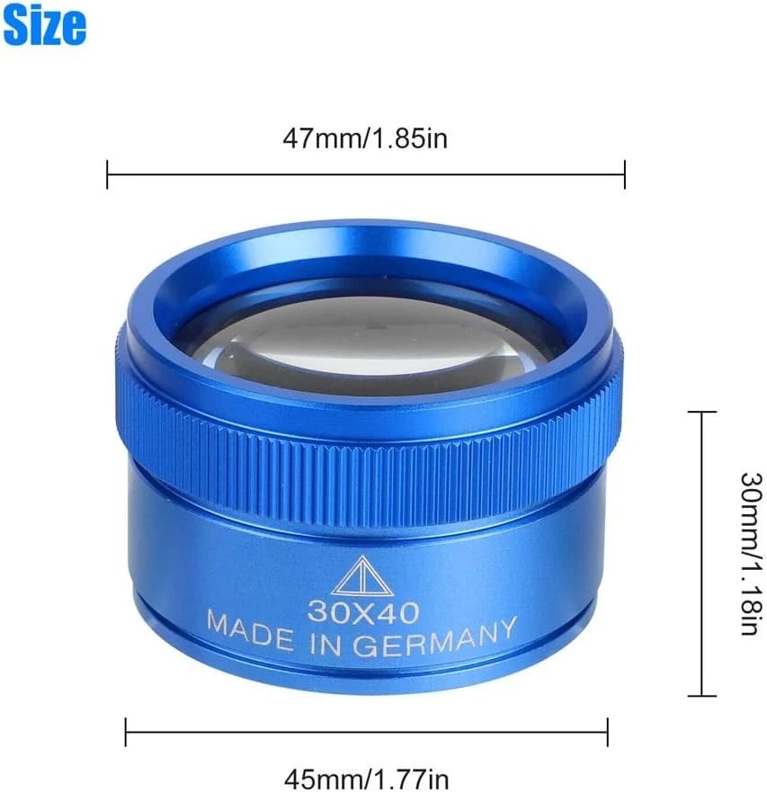 My Souq Store Mini Magnifier [1 Piece - Blue] 40x30 Focus Adjustable Cylinder Magnifier HD Optical Glass with Scale Jewelry Magnifier Tool (Made in Germany)-B0DBXCV77W