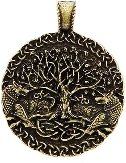 MySouq-Store Creative Charms Tree Of Life And World Pendants For Necklace Wolf Amulet Viking Jewelry Making Findings Components (3.5Cm *3.5 cm)-B0DC5P5BXH