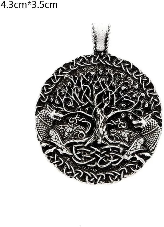 MySouq-Store Creative Charms Tree Of Life And World Pendants For Necklace Wolf Amulet Viking Jewelry Making Findings Components (3.5Cm *3.5 cm)-B0DC5P5BXH