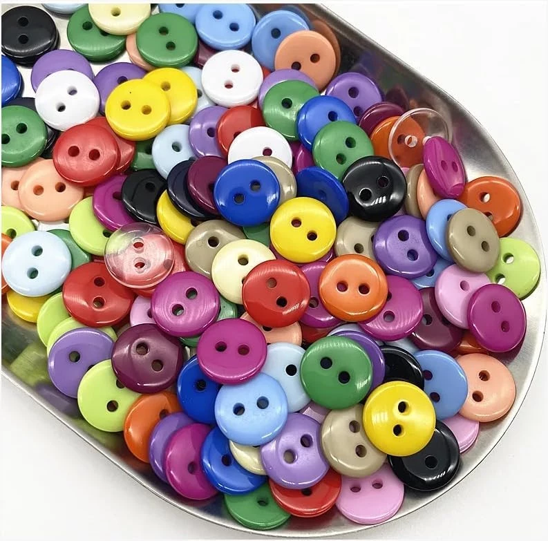 50pcs 11.5mm Colorful Double Eye Button Baking Ring Resin Sewing Scrapbook Multicolor Handmade by Mesok. Co-Store-B0DBZZBS85