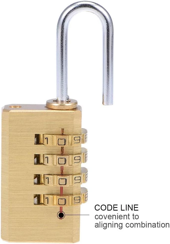 My Souq Store 4 Digit Digital Lock (1 Piece - Gold Color) Durable Lock for Dormitory Door, Gym, Luggage, Backpack and Drawers (6 x 2.3 x 1 cm)-B0DBGPJCLF