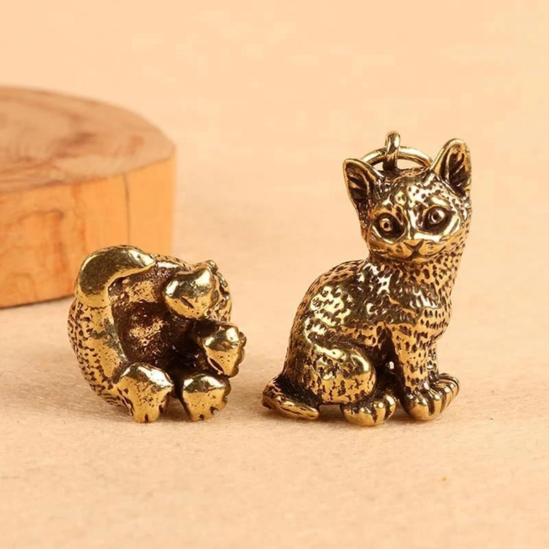 B0DBG365XC-My Souq Store Small Brass Metal Keychains 2.5 x 2.30cm, Tiger (#3) DIY Keychains, Vintage Jewelry Accessories, Cute Animal Figurines, Car Keychains