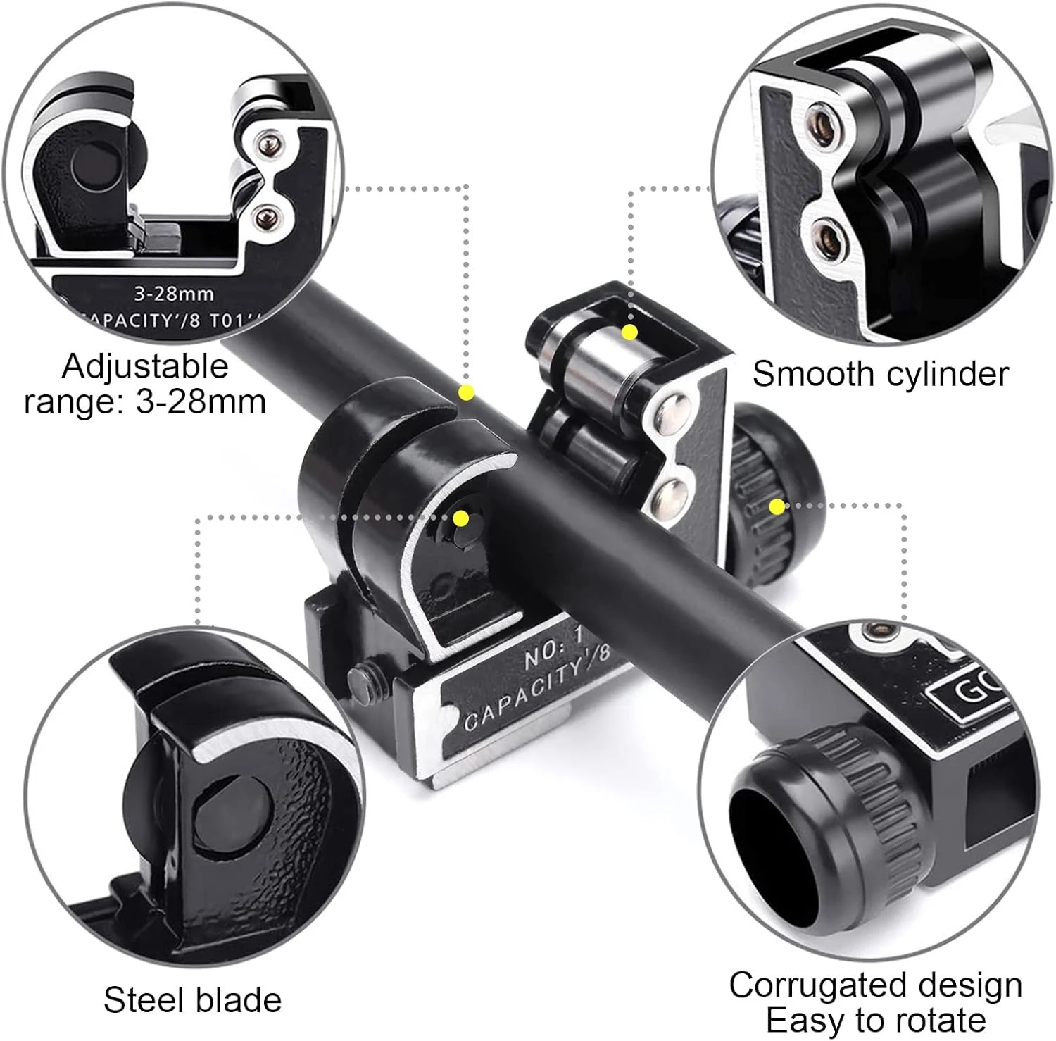 TOOLIZ Pipe Cutter 3-28mm, Brake Pipe Cutter Tool Brake Pipe Cutter for Cutting Copper, Brass, Aluminum, PVC, Plastic Steel Pipe-B083BSCPJP