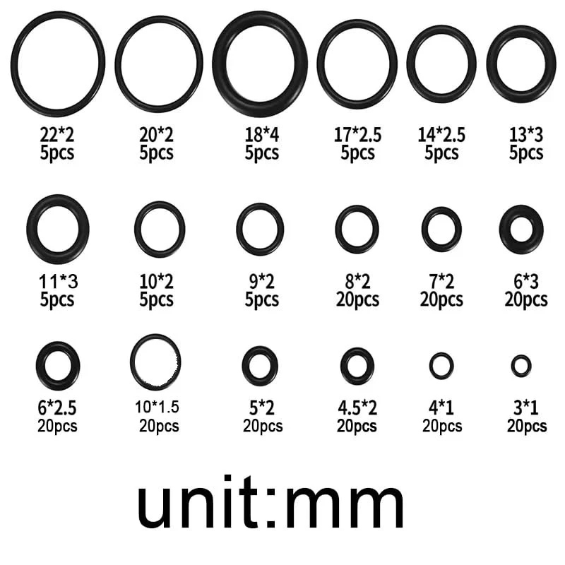 MySouq-Store 225 قطعة NBR O Ring Seal Gasket سمك CS 1~4mm OD 3~20mm النتريل بوتادين المطاط فاصل مقاومة الزيت شكل دائري - قبل الشراء تأكد من القياس،-B0DF2ZDPPC