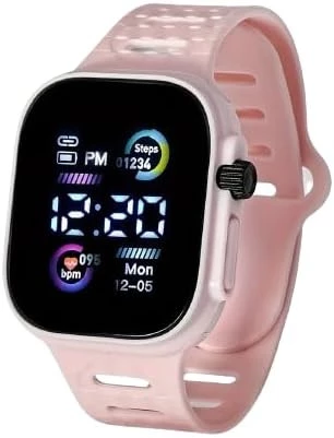 MySouq-Store Led Display Digital Kids Watches Sport Boys Girls Luminous Children’s Electronic Wristwatch Students Clock Watches Relojes 2024 (Light Pink)-B0DF53V54K